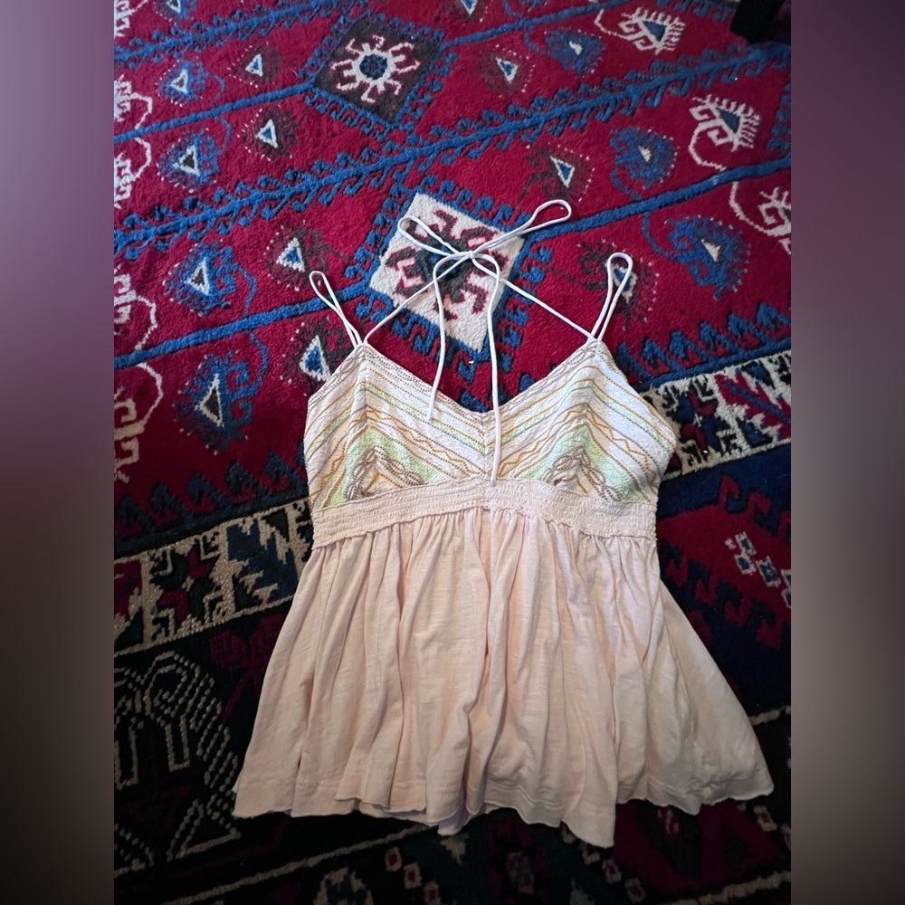 PINK FREE PEOPLE HALTER BABYDOLL TOP